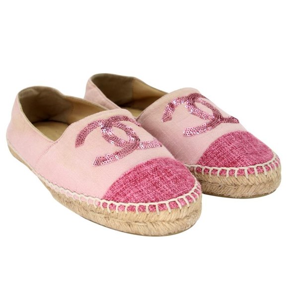 Chanel Espadrille 39 Velvet Fabric Cc Sequin Cap-toe Flats CC-S0207P-C025 - Picture 5 of 12